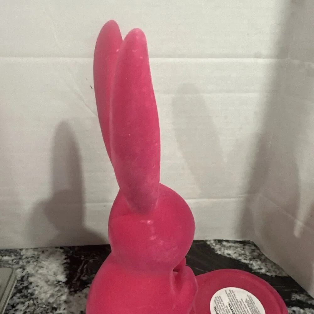 Bath & Body Works Bunny Rabbit Flocked Pink 3 Wick Candle Holder